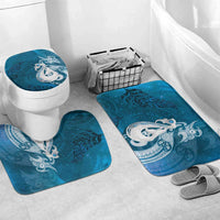 New Zealand Matariki Bathroom Set Maori Manaia Galaxy Silver Fern Blue Color LT22 Mat Set Only (3 pcs) One Size Blue - Polynesian Pride