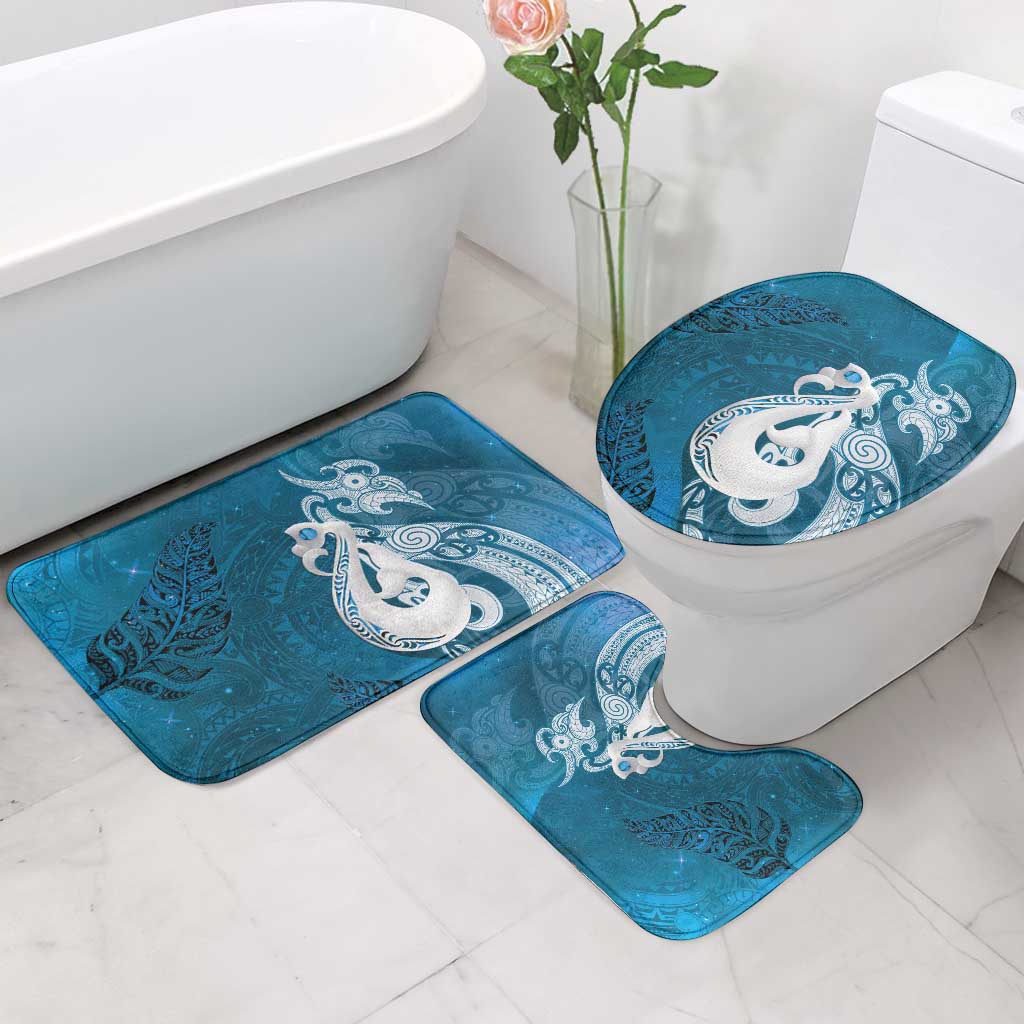 New Zealand Matariki Bathroom Set Maori Manaia Galaxy Silver Fern Blue Color LT22 - Polynesian Pride
