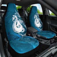 New Zealand Matariki Car Seat Cover Maori Manaia Galaxy Silver Fern Blue Color LT22 One Size Blue - Polynesian Pride