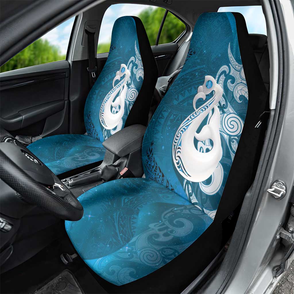 New Zealand Matariki Car Seat Cover Maori Manaia Galaxy Silver Fern Blue Color LT22 - Polynesian Pride