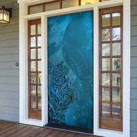 New Zealand Matariki Door Cover Maori Manaia Galaxy Silver Fern Blue Color LT22 - Polynesian Pride