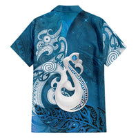 New Zealand Matariki Family Matching Long Sleeve Bodycon Dress and Hawaiian Shirt Maori Manaia Galaxy Silver Fern Blue Color LT22 - Polynesian Pride
