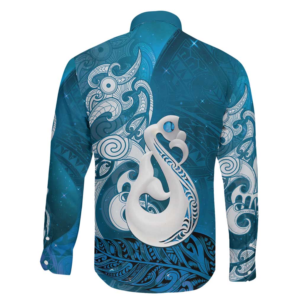 New Zealand Matariki Family Matching Short Sleeve Bodycon Dress and Hawaiian Shirt Maori Manaia Galaxy Silver Fern Blue Color LT22 - Polynesian Pride