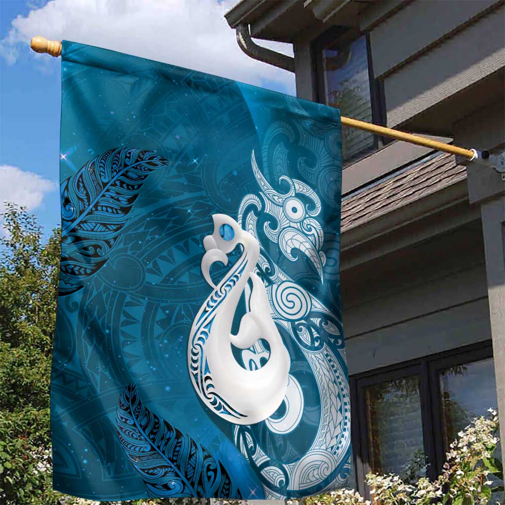 New Zealand Matariki Garden Flag Maori Manaia Galaxy Silver Fern Blue Color
