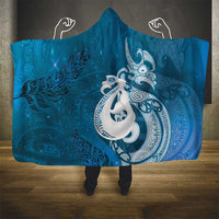 New Zealand Matariki Hooded Blanket Maori Manaia Galaxy Silver Fern Blue Color LT22 - Polynesian Pride