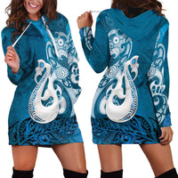 New Zealand Matariki Hoodie Dress Maori Manaia Galaxy Silver Fern Blue Color LT22 - Polynesian Pride