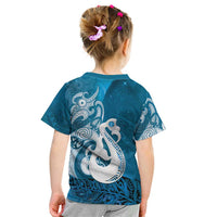 New Zealand Matariki Kid T Shirt Maori Manaia Galaxy Silver Fern Blue Color LT22 - Polynesian Pride