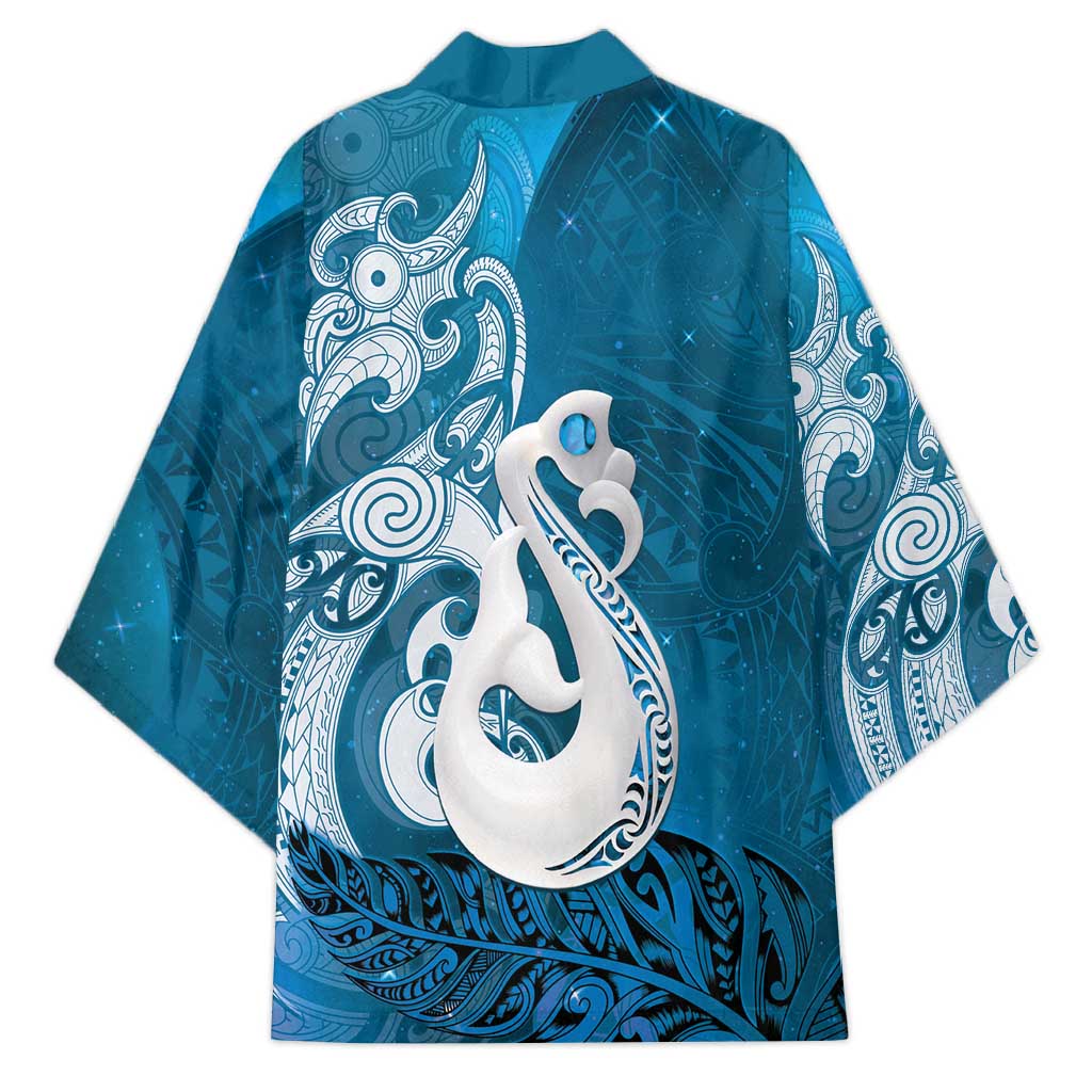 New Zealand Matariki Kimono Maori Manaia Galaxy Silver Fern Blue Color LT22 - Polynesian Pride