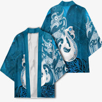 New Zealand Matariki Kimono Maori Manaia Galaxy Silver Fern Blue Color LT22 - Polynesian Pride
