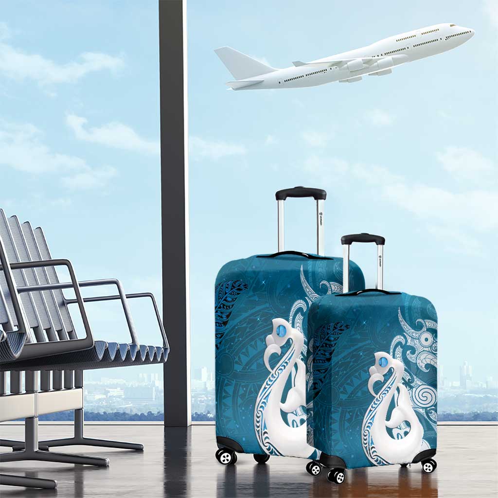 New Zealand Matariki Luggage Cover Maori Manaia Galaxy Silver Fern Blue Color LT22 - Polynesian Pride