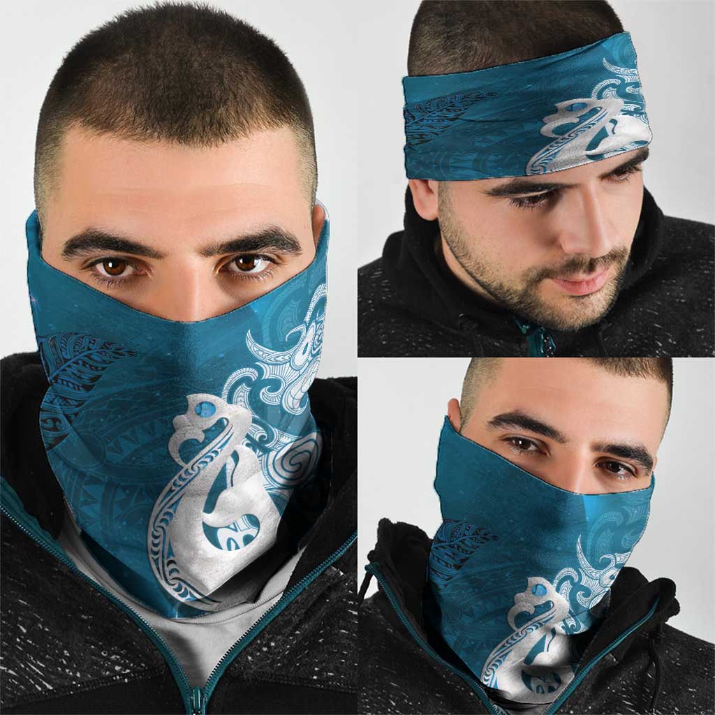 New Zealand Matariki Neck Gaiter Maori Manaia Galaxy Silver Fern Blue Color LT22 - Polynesian Pride