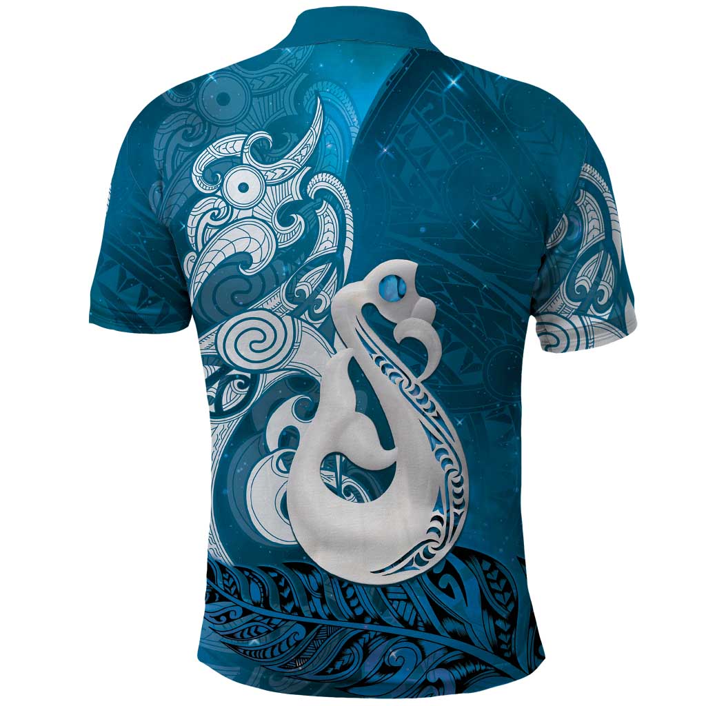 New Zealand Matariki Polo Shirt Maori Manaia Galaxy Silver Fern Blue Color LT22 - Polynesian Pride