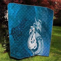 New Zealand Matariki Quilt Maori Manaia Galaxy Silver Fern Blue Color LT22 - Polynesian Pride