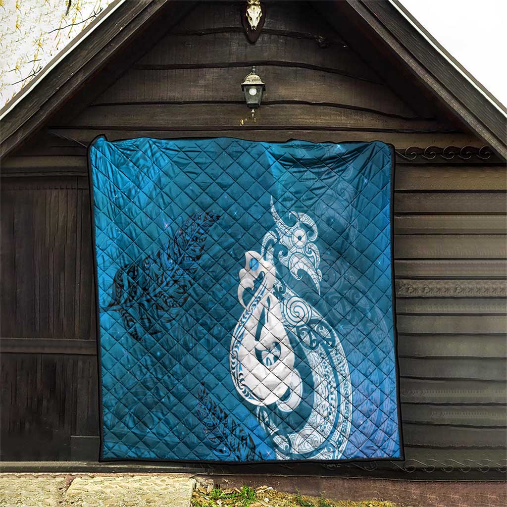 New Zealand Matariki Quilt Maori Manaia Galaxy Silver Fern Blue Color LT22 - Polynesian Pride