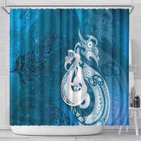 New Zealand Matariki Shower Curtain Maori Manaia Galaxy Silver Fern Blue Color LT22 - Polynesian Pride