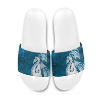 New Zealand Matariki Slide Sandals Maori Manaia Galaxy Silver Fern Blue Color LT22 Blue - Polynesian Pride
