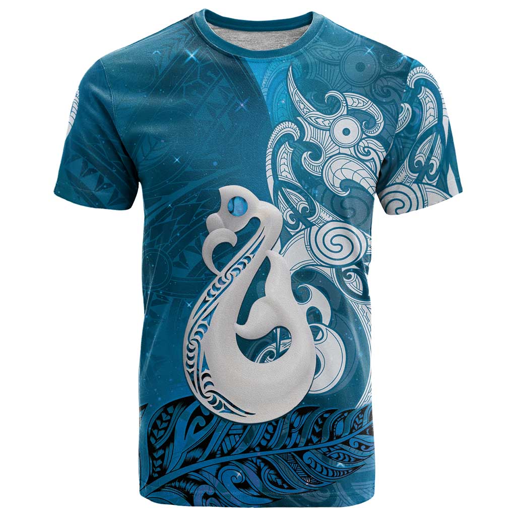 New Zealand Matariki T Shirt Maori Manaia Galaxy Silver Fern Blue Color LT22 Blue - Polynesian Pride