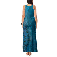 New Zealand Matariki Tank Maxi Dress Maori Manaia Galaxy Silver Fern Blue Color