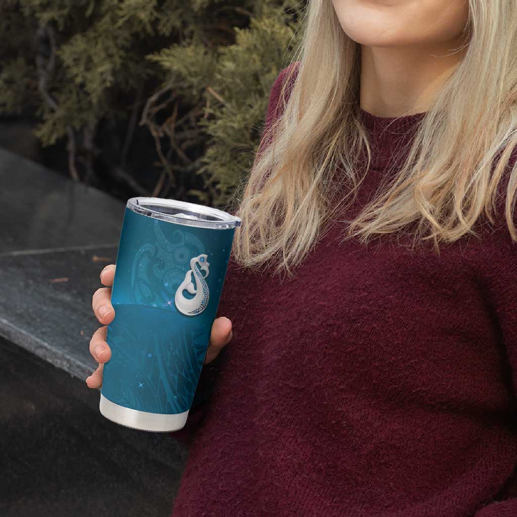 New Zealand Matariki Tumbler Cup Maori Manaia Galaxy Silver Fern Blue Color LT22 - Polynesian Pride