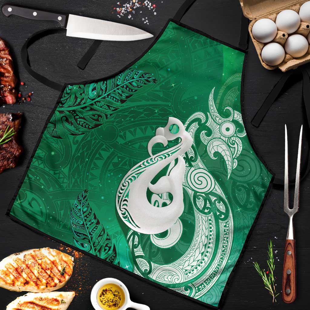New Zealand Matariki Apron Maori Manaia Galaxy Silver Fern Green Color