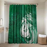 New Zealand Matariki Bathroom Set Maori Manaia Galaxy Silver Fern Green Color LT22 Shower Curtain Only Green - Polynesian Pride