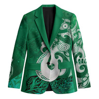 New Zealand Matariki Blazer Maori Manaia Galaxy Silver Fern Green Color LT22 Unisex Green - Polynesian Pride
