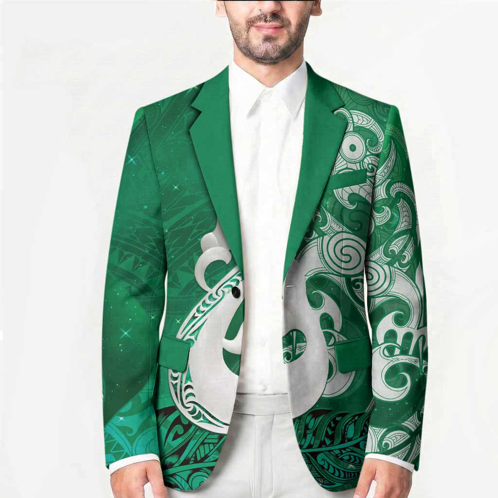 New Zealand Matariki Blazer Maori Manaia Galaxy Silver Fern Green Color LT22 - Polynesian Pride