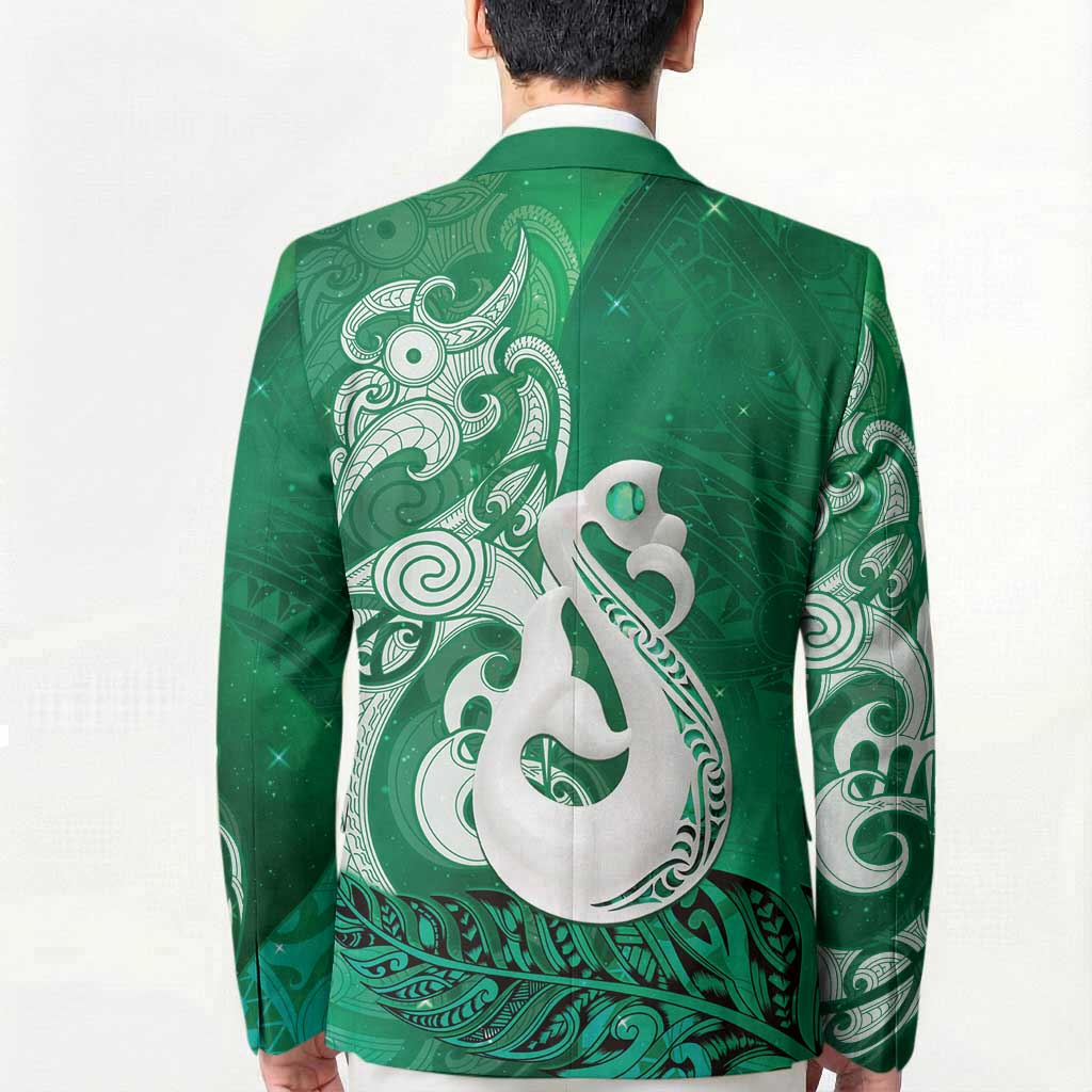 New Zealand Matariki Blazer Maori Manaia Galaxy Silver Fern Green Color LT22 - Polynesian Pride