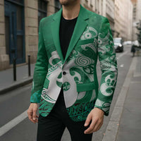 New Zealand Matariki Blazer Maori Manaia Galaxy Silver Fern Green Color LT22 - Polynesian Pride
