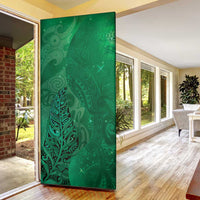 New Zealand Matariki Door Cover Maori Manaia Galaxy Silver Fern Green Color