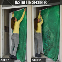New Zealand Matariki Door Cover Maori Manaia Galaxy Silver Fern Green Color