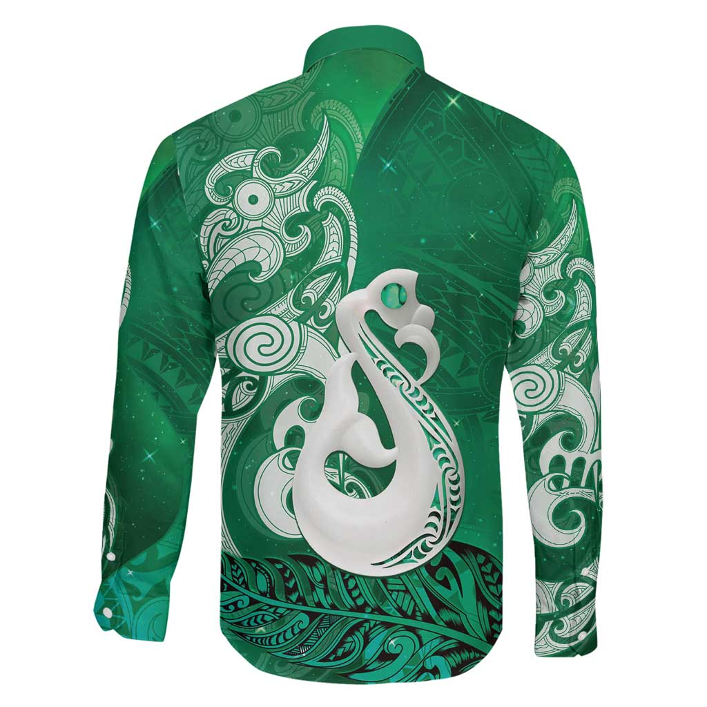 New Zealand Matariki Family Matching Mermaid Dress and Hawaiian Shirt Maori Manaia Galaxy Silver Fern Green Color LT22 - Polynesian Pride