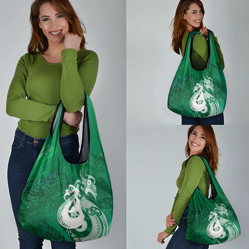 New Zealand Matariki Grocery Bag Maori Manaia Galaxy Silver Fern Green Color LT22 - Polynesian Pride