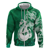 New Zealand Matariki Hoodie Maori Manaia Galaxy Silver Fern Green Color
