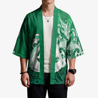 New Zealand Matariki Kimono Maori Manaia Galaxy Silver Fern Green Color LT22 - Polynesian Pride