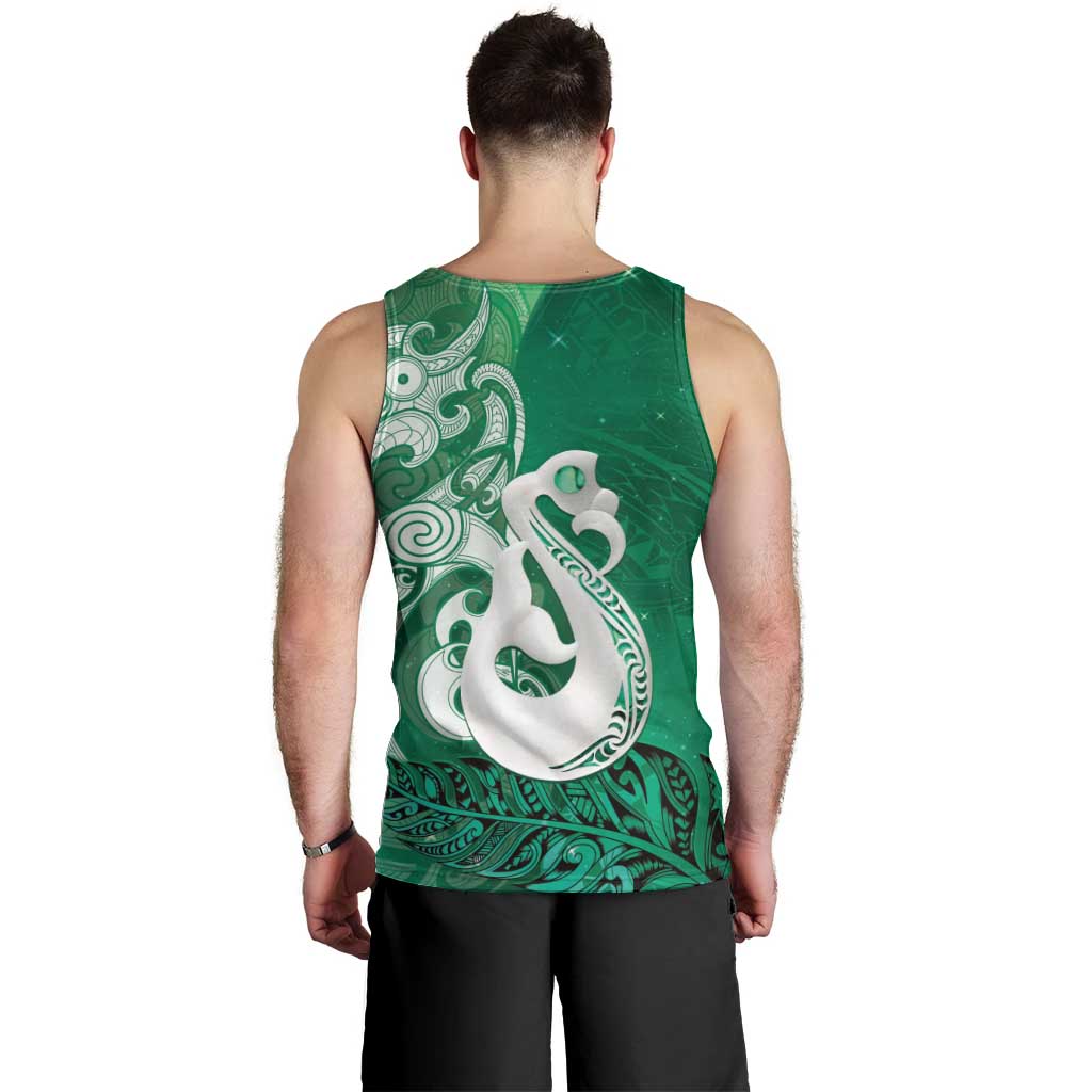 New Zealand Matariki Men Tank Top Maori Manaia Galaxy Silver Fern Green Color LT22 - Polynesian Pride