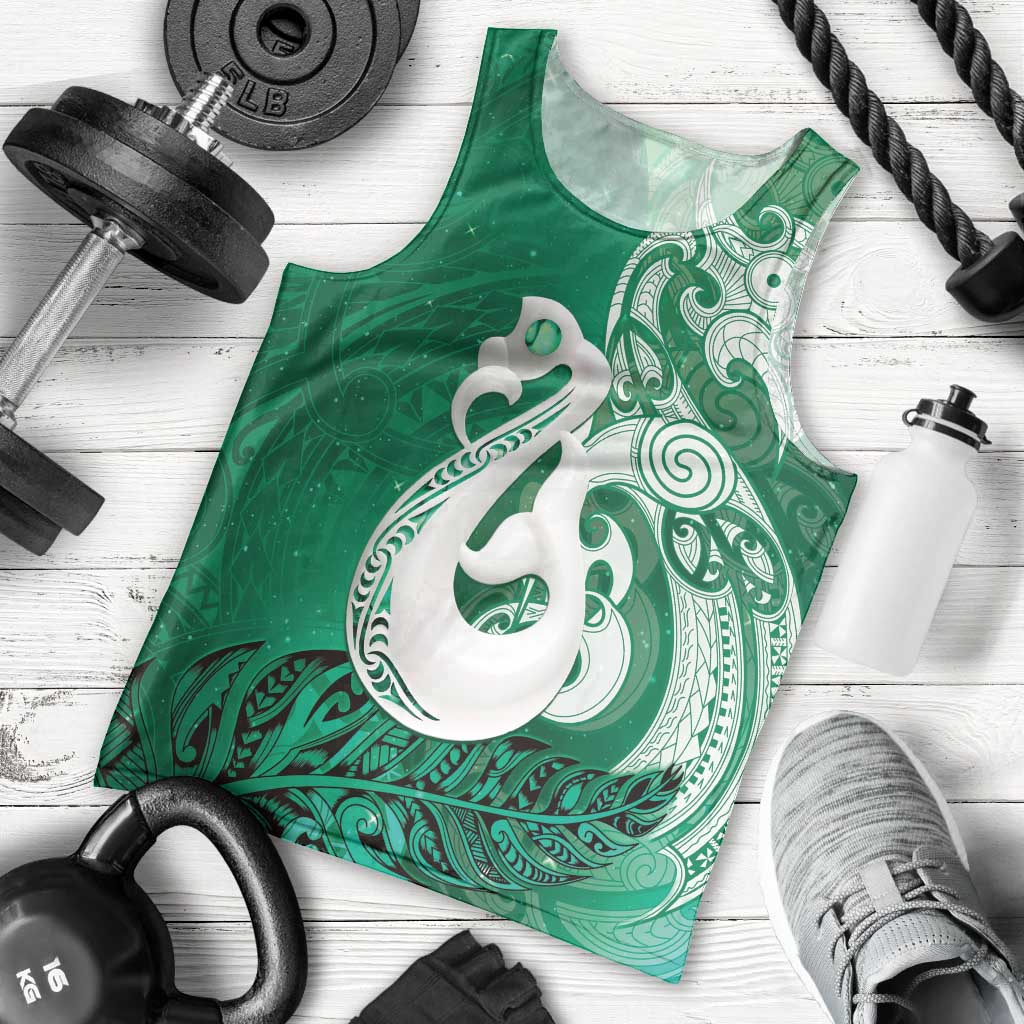 New Zealand Matariki Men Tank Top Maori Manaia Galaxy Silver Fern Green Color LT22 - Polynesian Pride