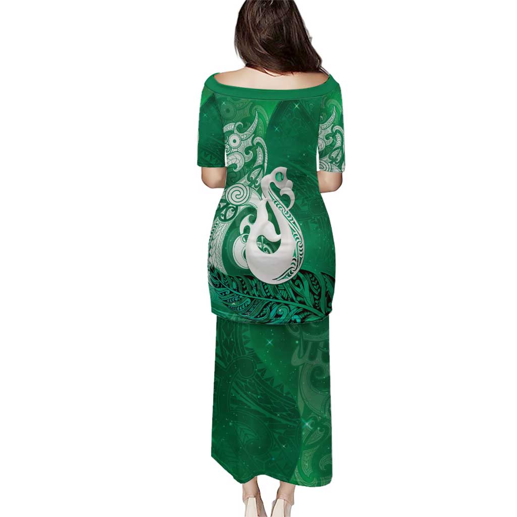 New Zealand Matariki Puletasi Maori Manaia Galaxy Silver Fern Green Color LT22 - Polynesian Pride