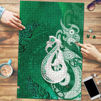 New Zealand Matariki Puzzle Maori Manaia Galaxy Silver Fern Green Color LT22 Green - Polynesian Pride