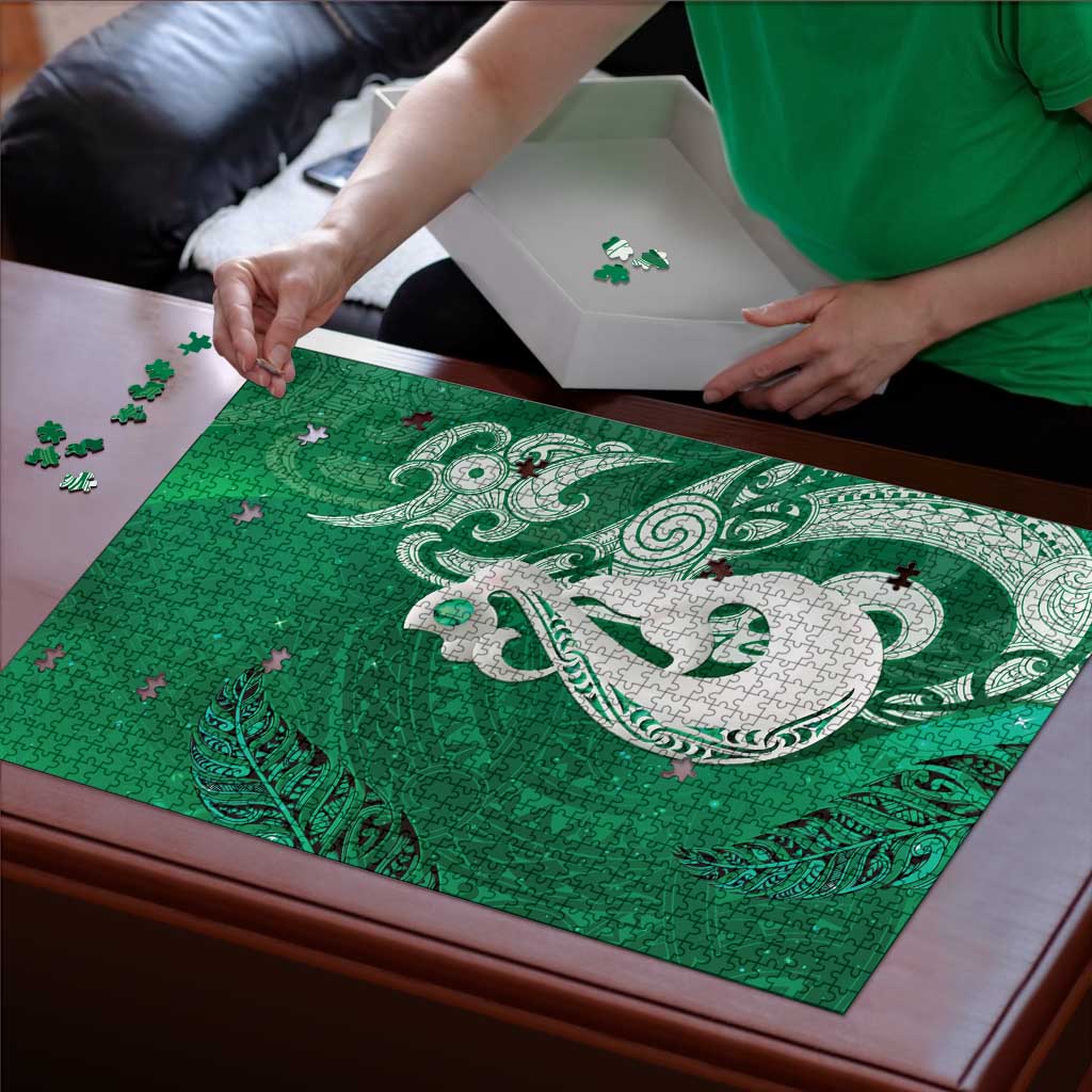 New Zealand Matariki Puzzle Maori Manaia Galaxy Silver Fern Green Color LT22 - Polynesian Pride