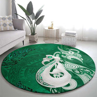 New Zealand Matariki Round Carpet Maori Manaia Galaxy Silver Fern Green Color LT22 - Polynesian Pride