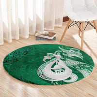 New Zealand Matariki Round Carpet Maori Manaia Galaxy Silver Fern Green Color LT22 - Polynesian Pride