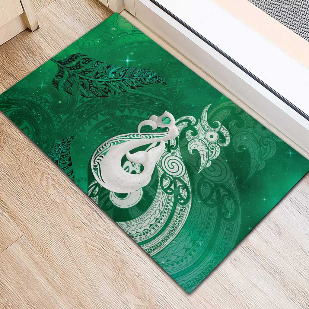 New Zealand Matariki Rubber Doormat Maori Manaia Galaxy Silver Fern Green Color LT22 - Polynesian Pride