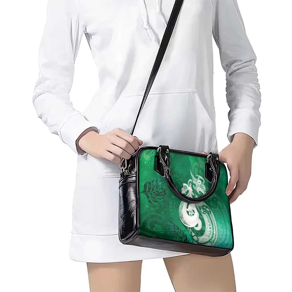 New Zealand Matariki Shoulder Handbag Maori Manaia Galaxy Silver Fern Green Color LT22 - Polynesian Pride