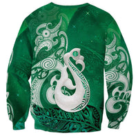 New Zealand Matariki Sweatshirt Maori Manaia Galaxy Silver Fern Green Color