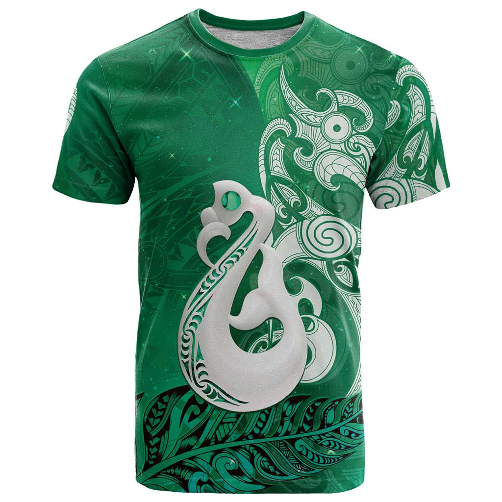 New Zealand Matariki T Shirt Maori Manaia Galaxy Silver Fern Green Color LT22 Green - Polynesian Pride