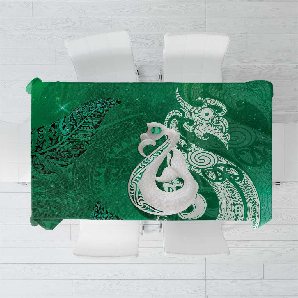 New Zealand Matariki Tablecloth Maori Manaia Galaxy Silver Fern Green Color