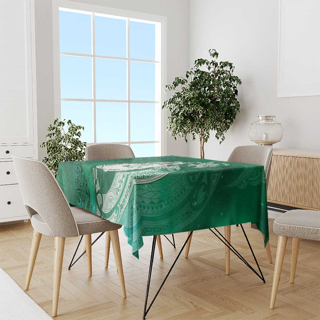 New Zealand Matariki Tablecloth Maori Manaia Galaxy Silver Fern Green Color LT22 - Polynesian Pride