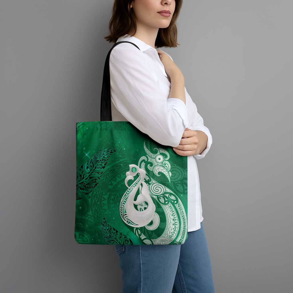 New Zealand Matariki Tote Bag Maori Manaia Galaxy Silver Fern Green Color LT22 - Polynesian Pride