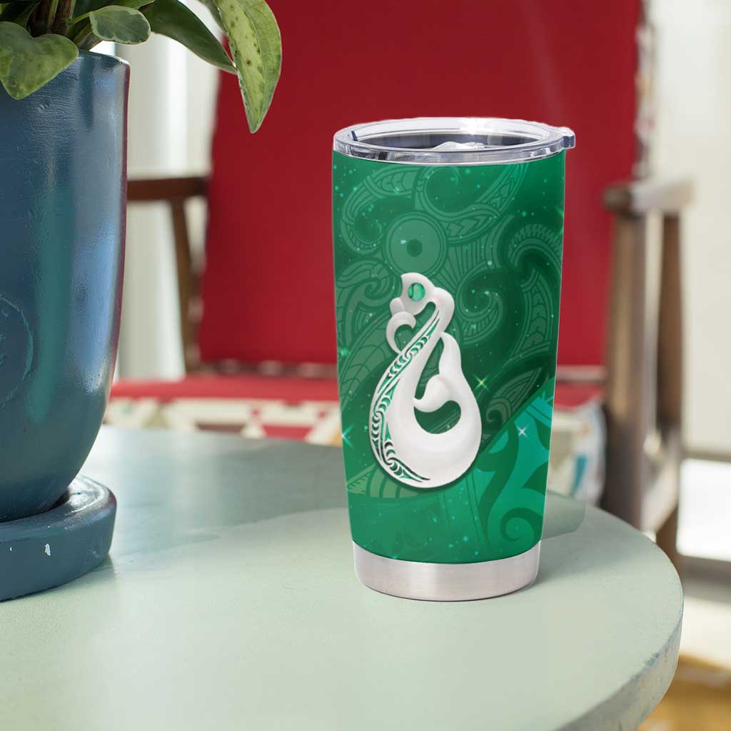 New Zealand Matariki Tumbler Cup Maori Manaia Galaxy Silver Fern Green Color